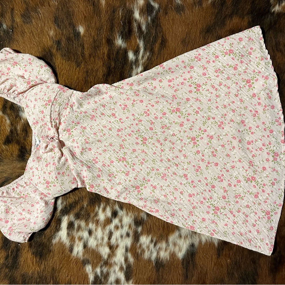 No Boundaries Pink Floral Dress with Puff Sleeves